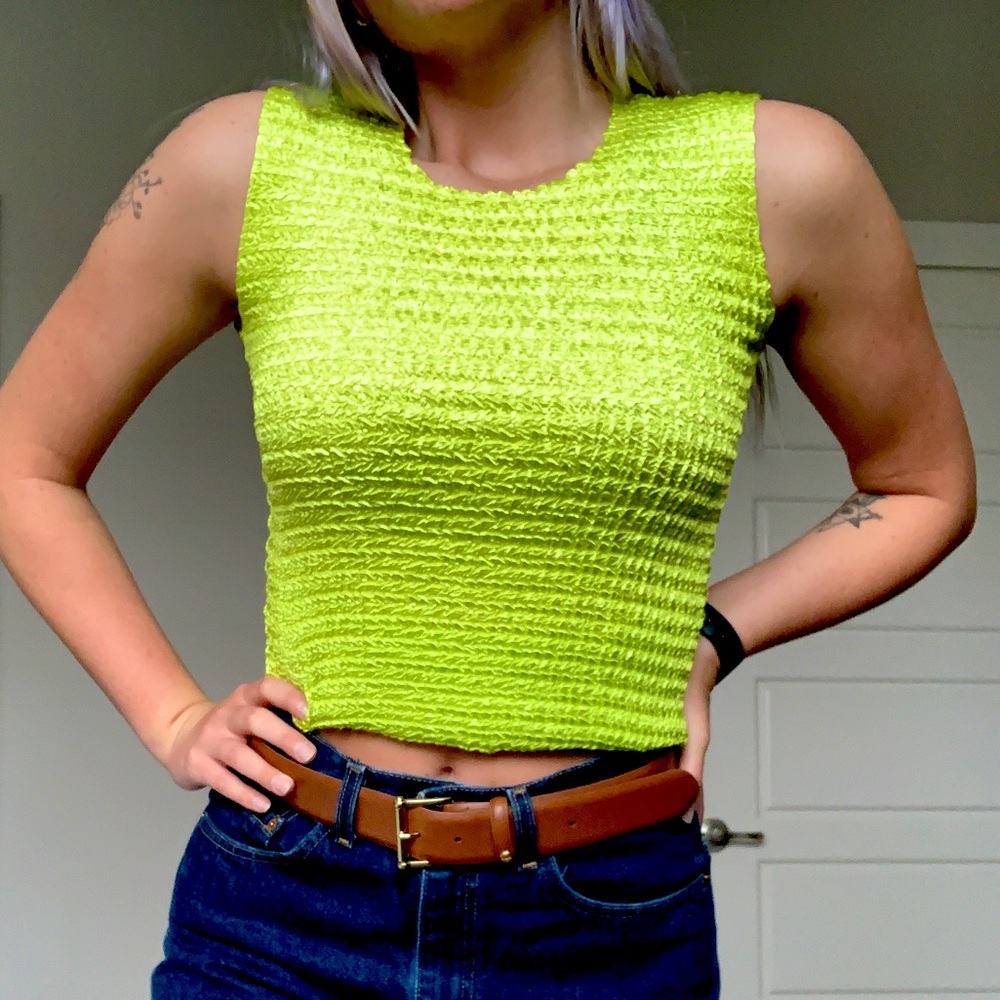 90’s Bright Green Scrunch Tank!